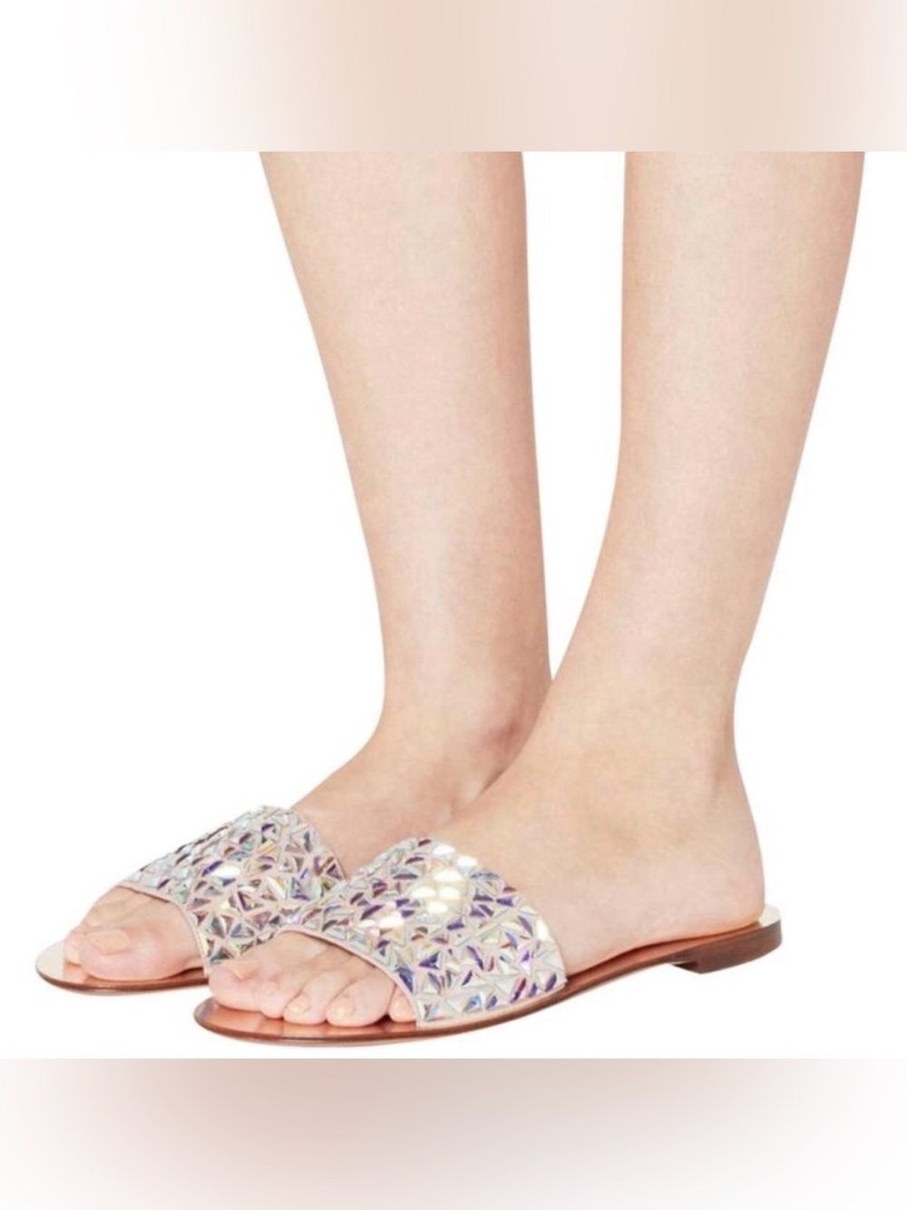 Valentino Garavani Glam Tile 5mm crystal embellished slide sandal size 37